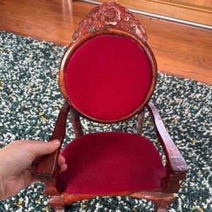 Red Velvet Mahogany Doll Chair